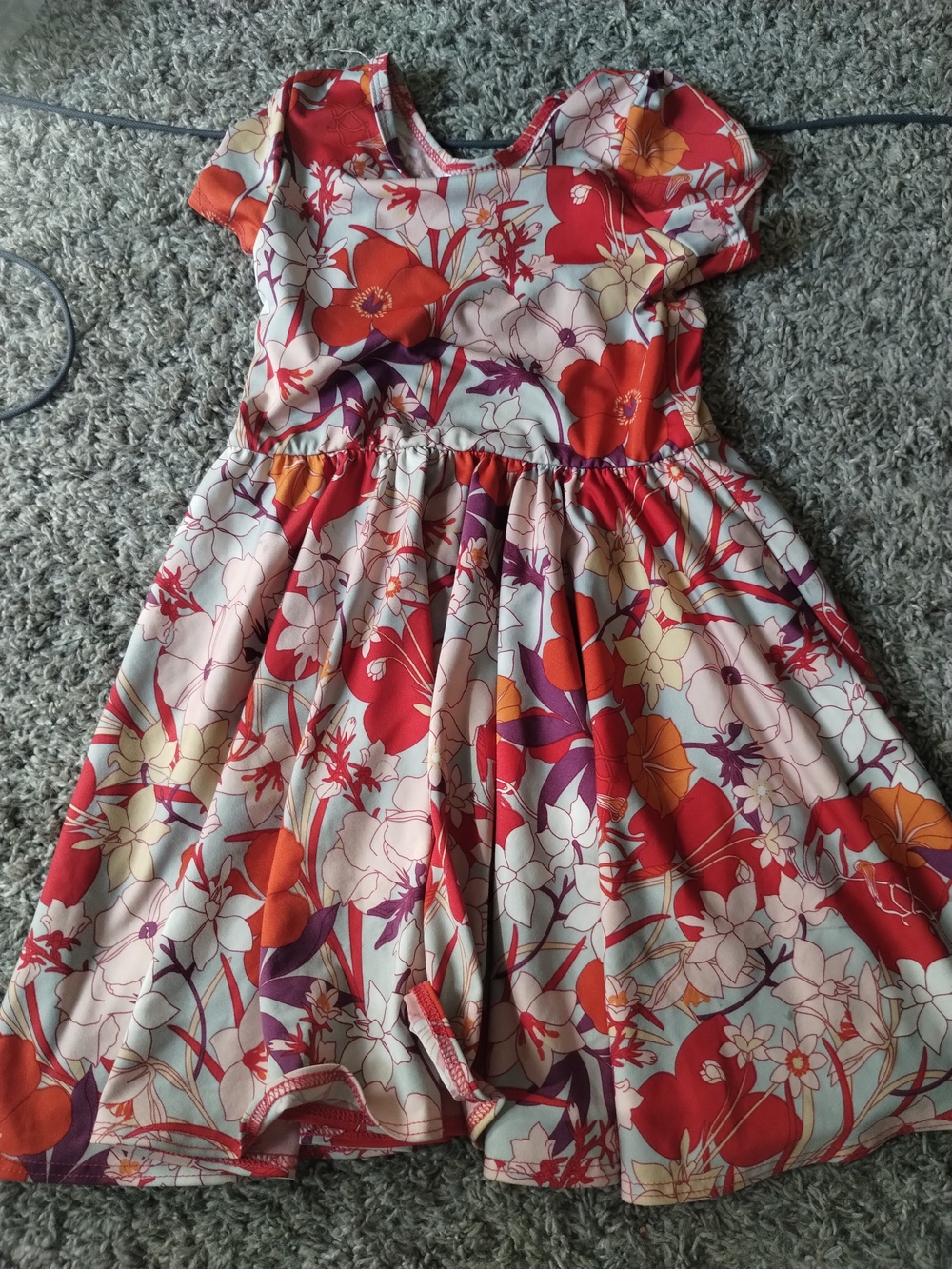 Dot Dot Smile Red, Orange, Purple and Cream Floral Casual Dress
